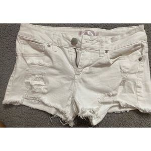 White Distressed Shorts